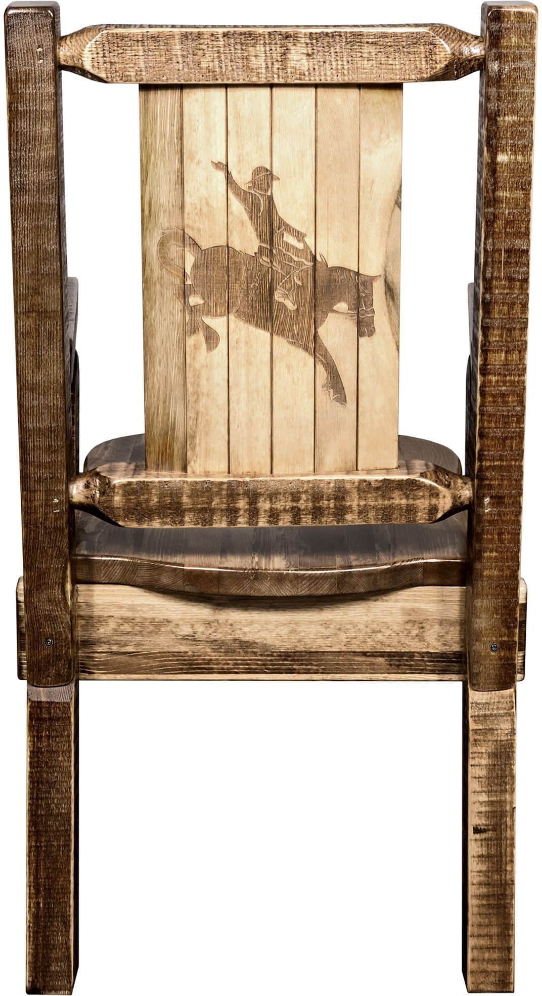 Montana Woodworks Homestead Collection Captain's Chair with Laser Engraved Design - Stain & Lacquer Finish-Rustic Furniture Marketplace