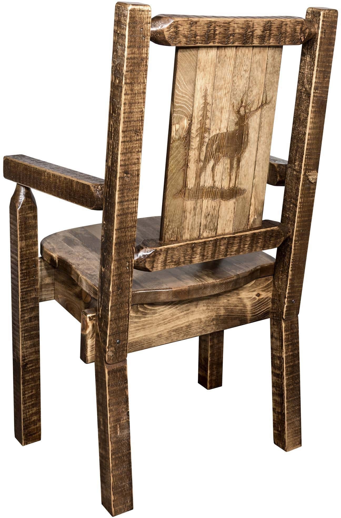 Montana Woodworks Homestead Collection Captain's Chair with Laser Engraved Design - Stain & Lacquer Finish-Rustic Furniture Marketplace