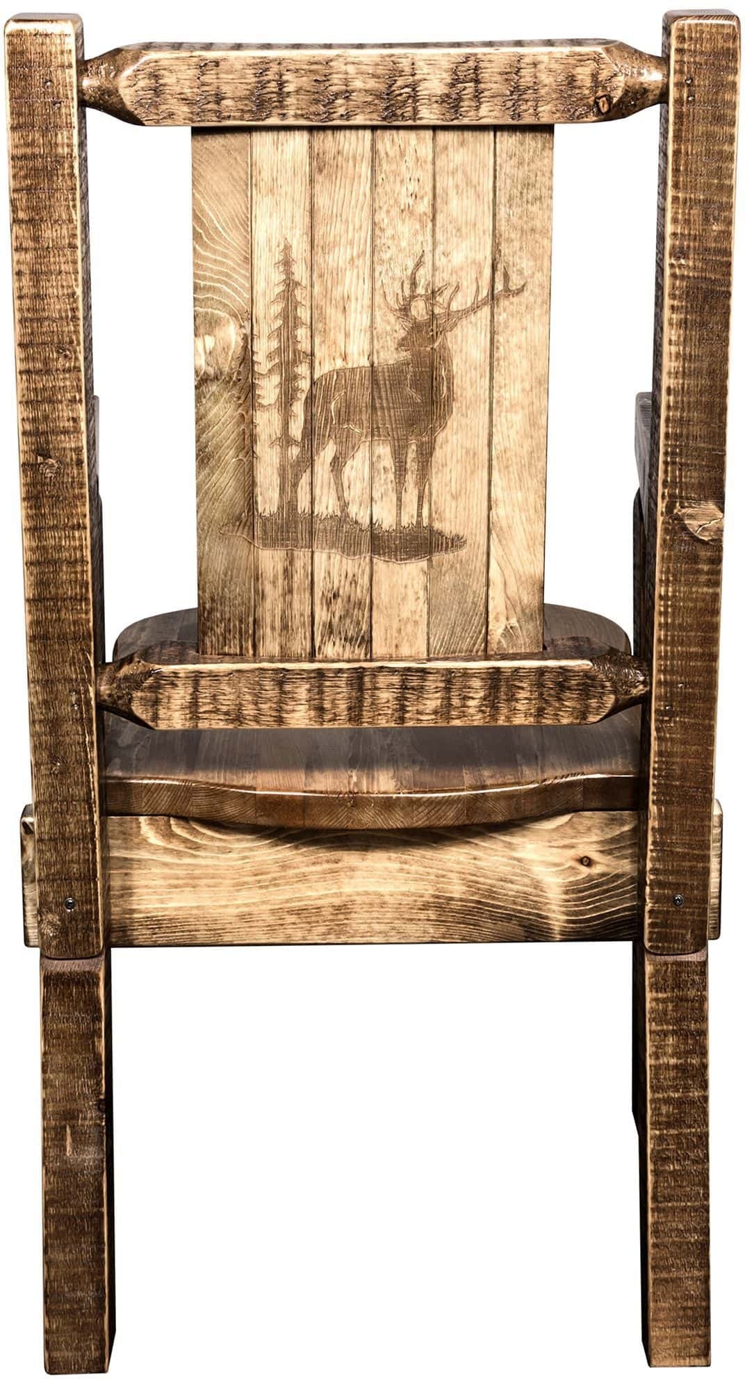 Montana Woodworks Homestead Collection Captain's Chair with Laser Engraved Design - Stain & Lacquer Finish-Rustic Furniture Marketplace