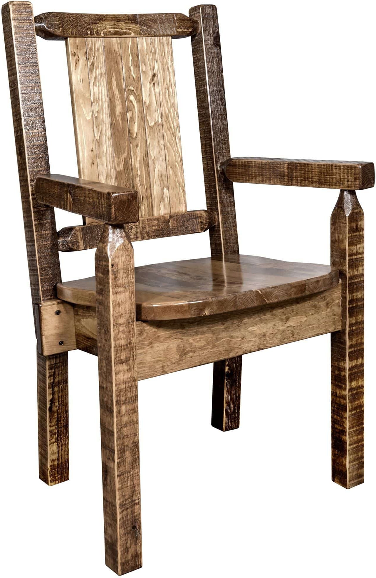 Montana Woodworks Homestead Collection Captain's Chair with Laser Engraved Design - Stain & Lacquer Finish-Rustic Furniture Marketplace