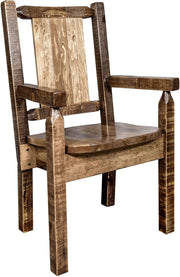 Montana Woodworks Homestead Collection Captain's Chair with Laser Engraved Design - Stain & Lacquer Finish-Rustic Furniture Marketplace