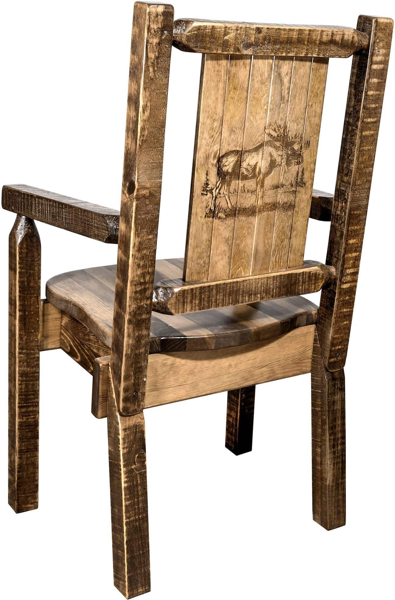 Montana Woodworks Homestead Collection Captain's Chair with Laser Engraved Design - Stain & Lacquer Finish-Rustic Furniture Marketplace