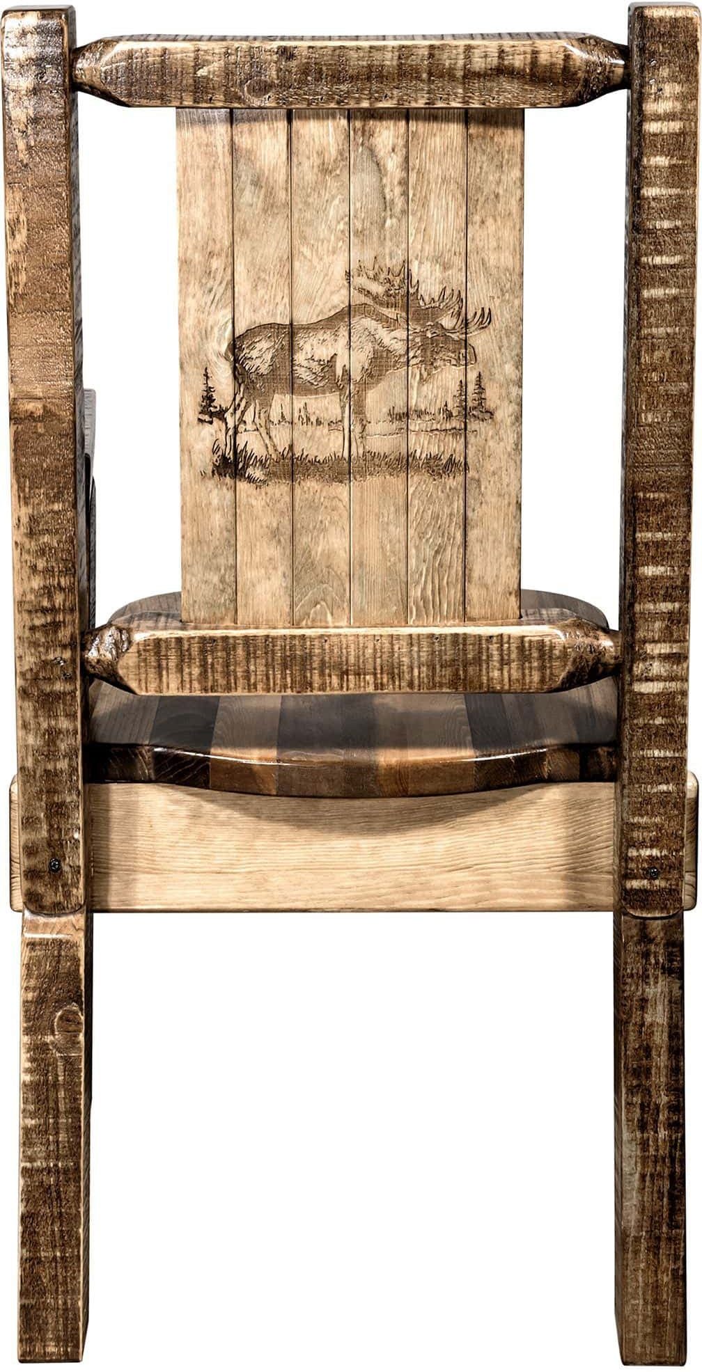 Montana Woodworks Homestead Collection Captain's Chair with Laser Engraved Design - Stain & Lacquer Finish-Rustic Furniture Marketplace