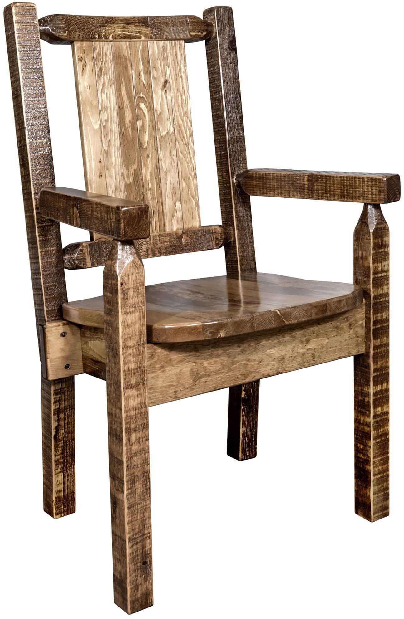 Montana Woodworks Homestead Collection Captain's Chair with Laser Engraved Design - Stain & Lacquer Finish-Rustic Furniture Marketplace