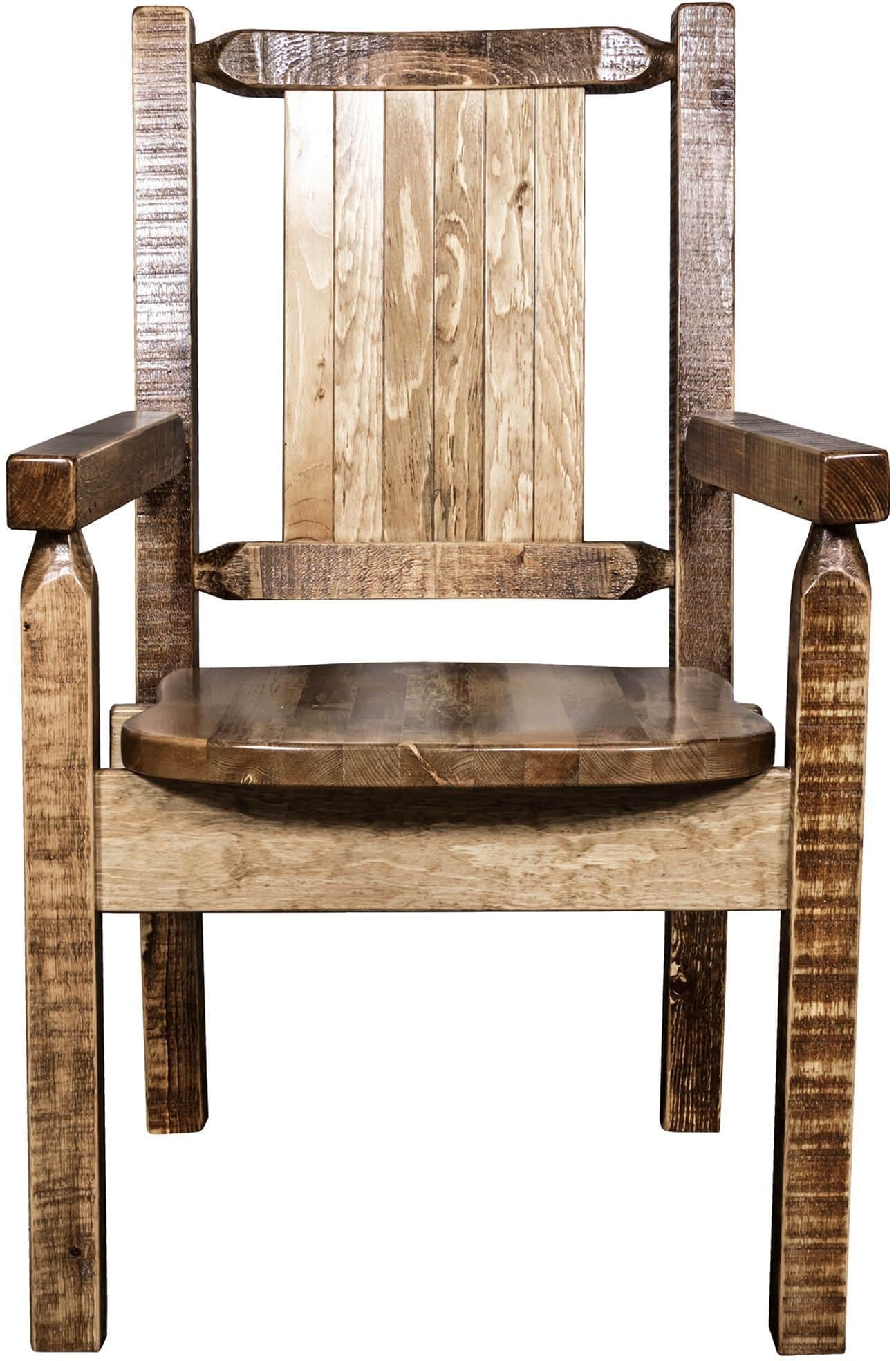 Montana Woodworks Homestead Collection Captain's Chair with Laser Engraved Design - Stain & Lacquer Finish-Rustic Furniture Marketplace