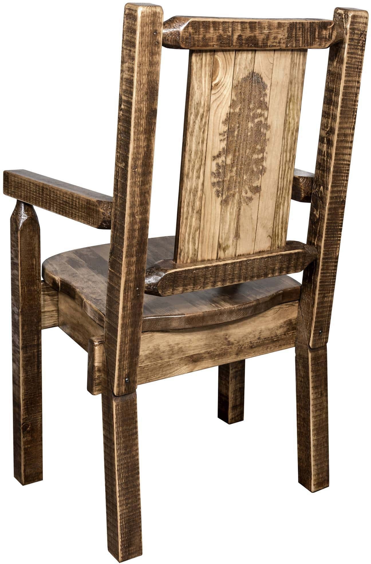 Montana Woodworks Homestead Collection Captain's Chair with Laser Engraved Design - Stain & Lacquer Finish-Rustic Furniture Marketplace