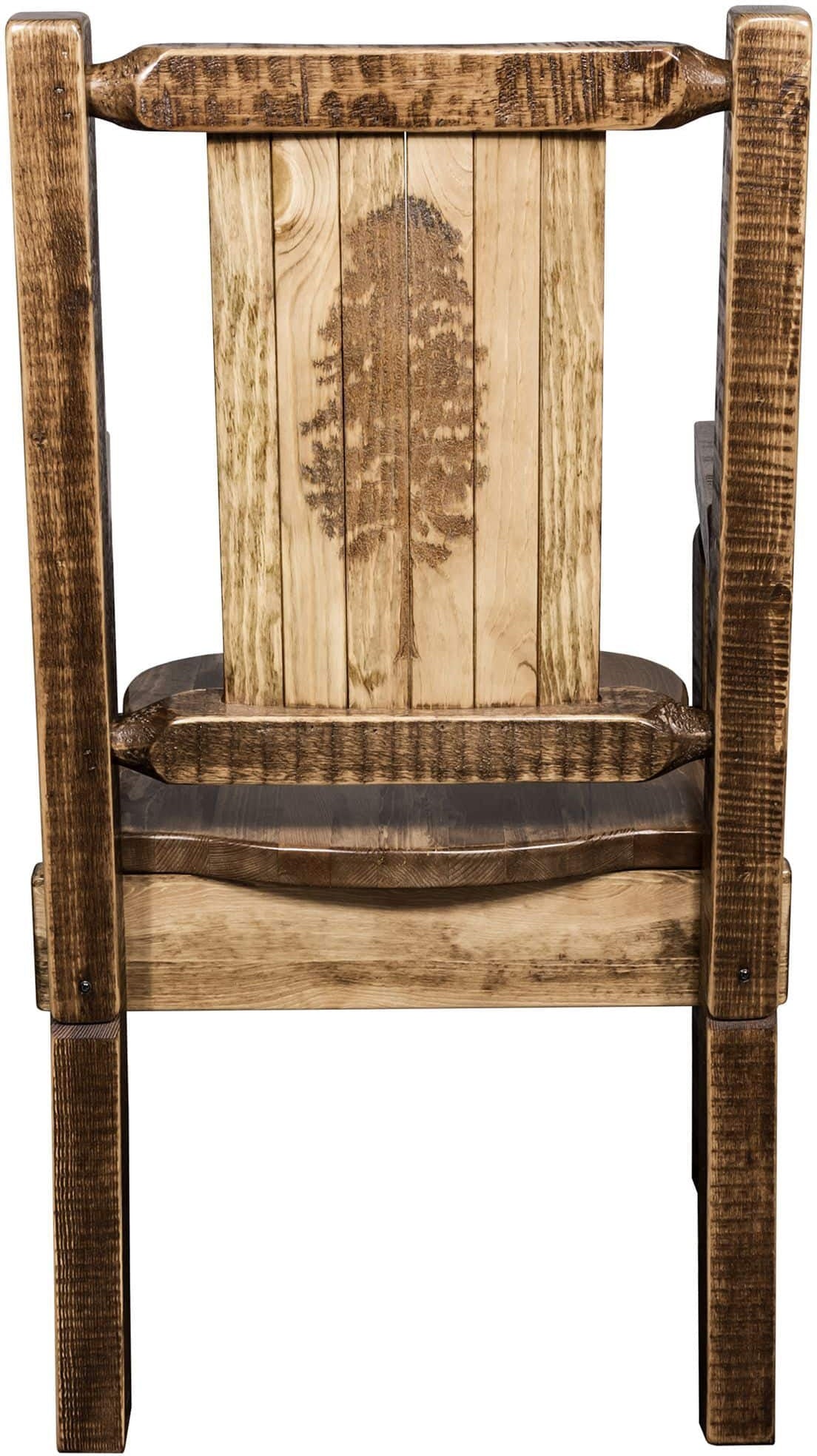 Montana Woodworks Homestead Collection Captain's Chair with Laser Engraved Design - Stain & Lacquer Finish-Rustic Furniture Marketplace