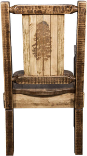 Montana Woodworks Homestead Collection Captain's Chair with Laser Engraved Design - Stain & Lacquer Finish-Rustic Furniture Marketplace
