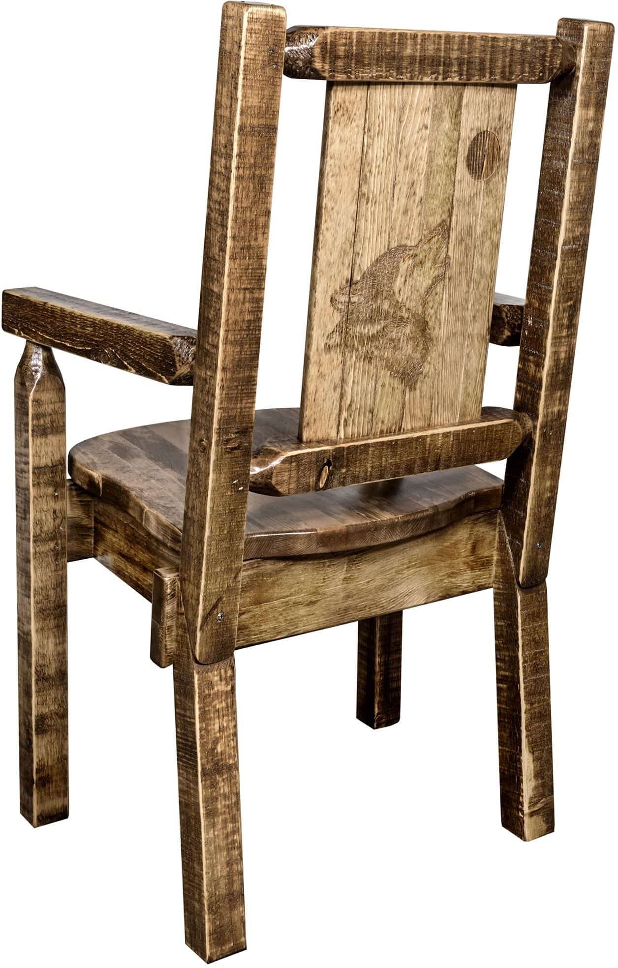 Montana Woodworks Homestead Collection Captain's Chair with Laser Engraved Design - Stain & Lacquer Finish-Rustic Furniture Marketplace