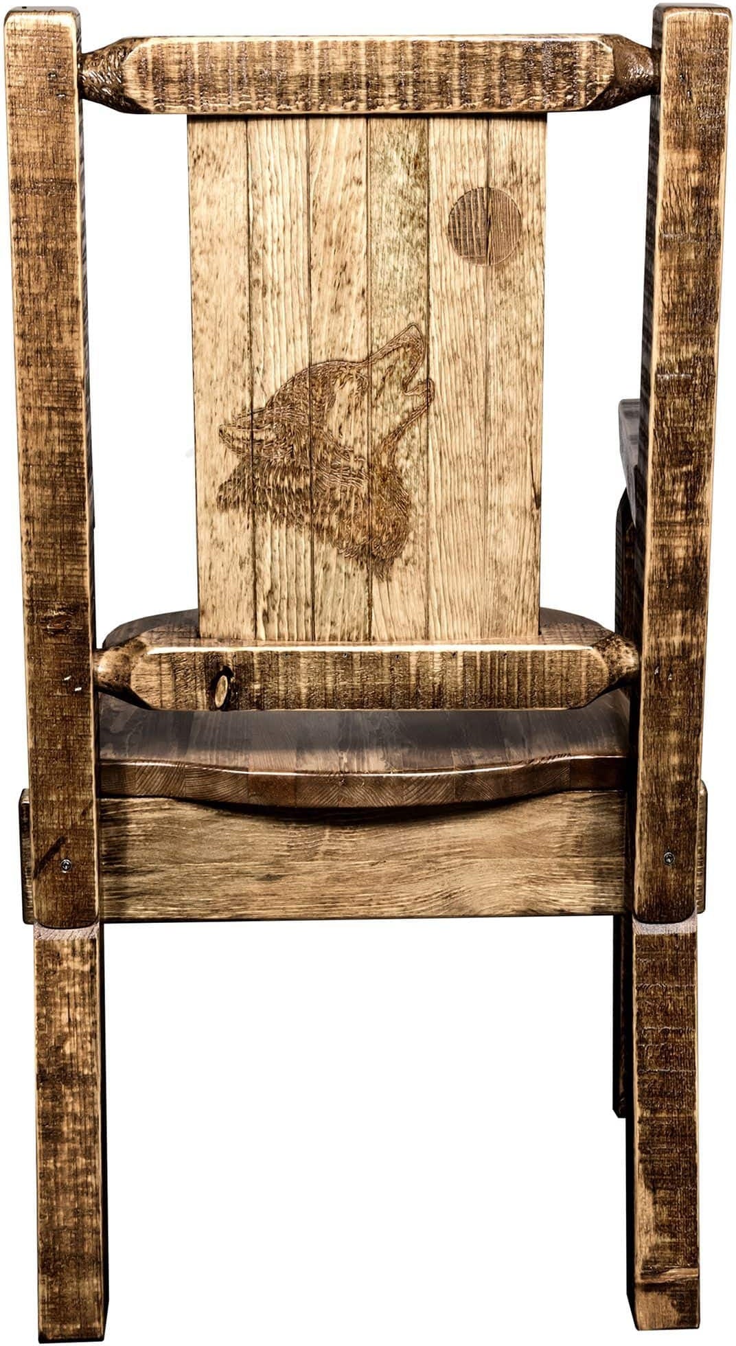 Montana Woodworks Homestead Collection Captain's Chair with Laser Engraved Design - Stain & Lacquer Finish-Rustic Furniture Marketplace