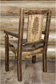 Montana Woodworks Homestead Collection Captain's Chair with Laser Engraved Design - Stain & Lacquer Finish-Rustic Furniture Marketplace