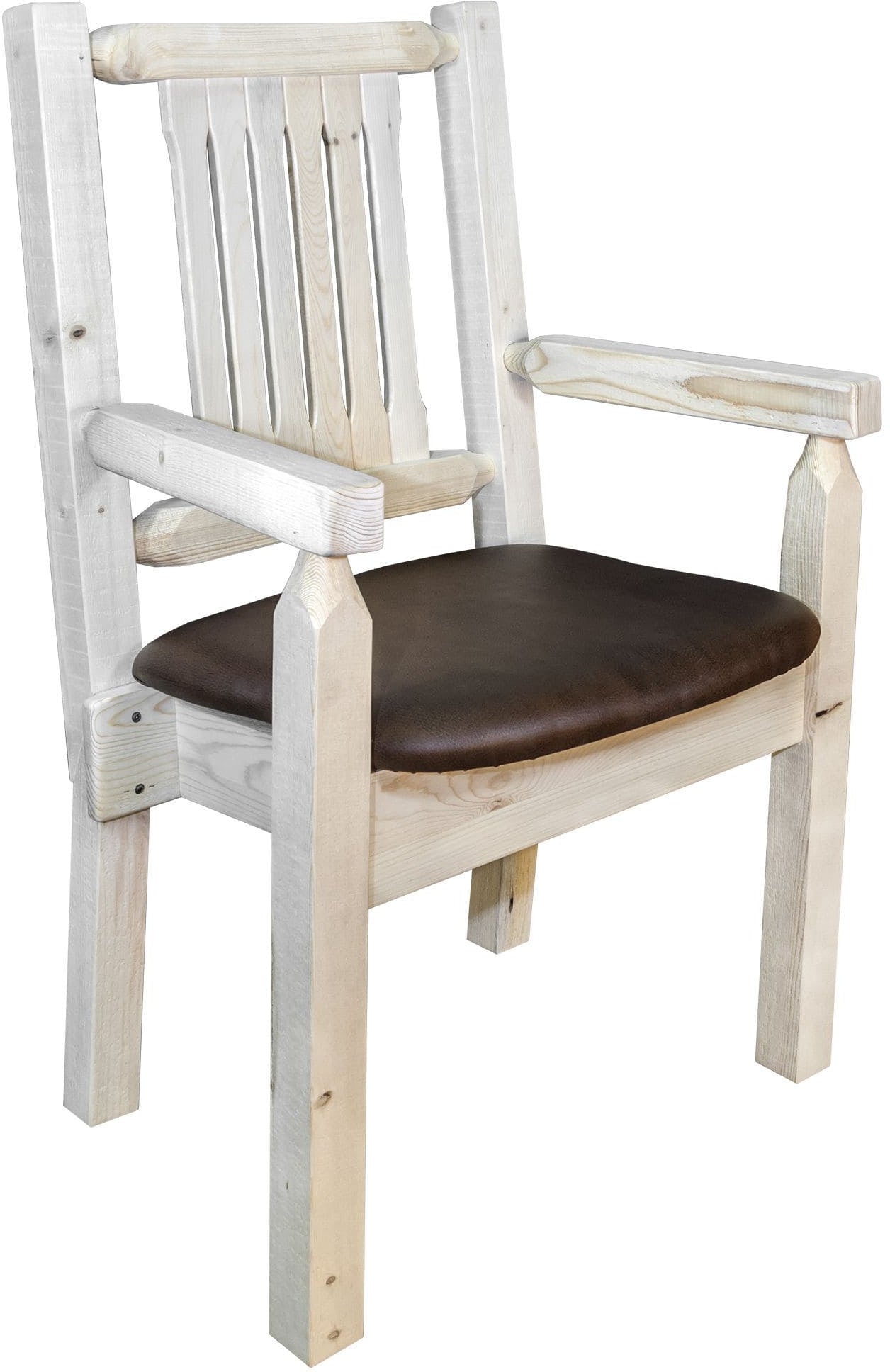 Montana Woodworks Homestead Collection Captain's Chair with Upholstered Seat - Clear Lacquer Finish-Rustic Furniture Marketplace