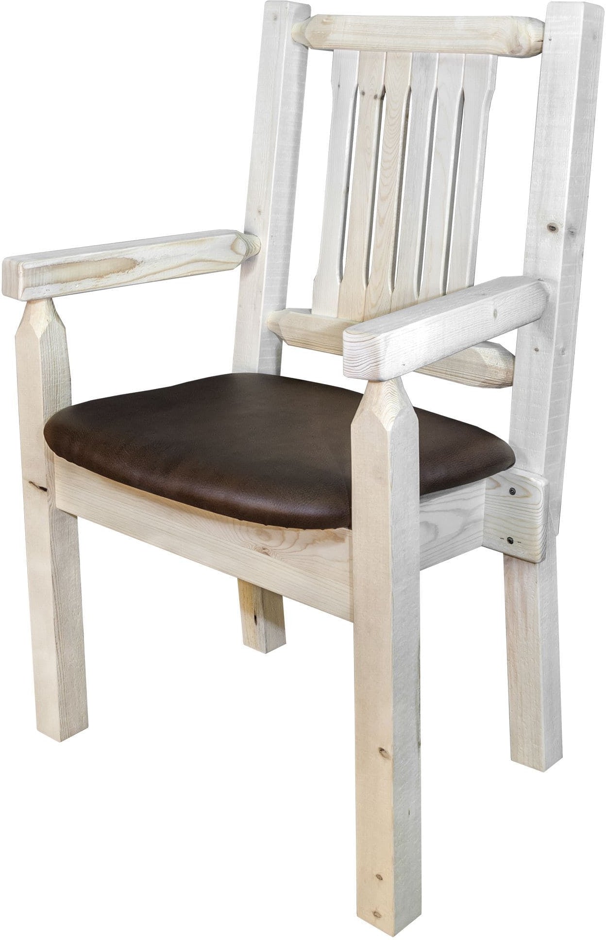 Montana Woodworks Homestead Collection Captain's Chair with Upholstered Seat - Clear Lacquer Finish-Rustic Furniture Marketplace