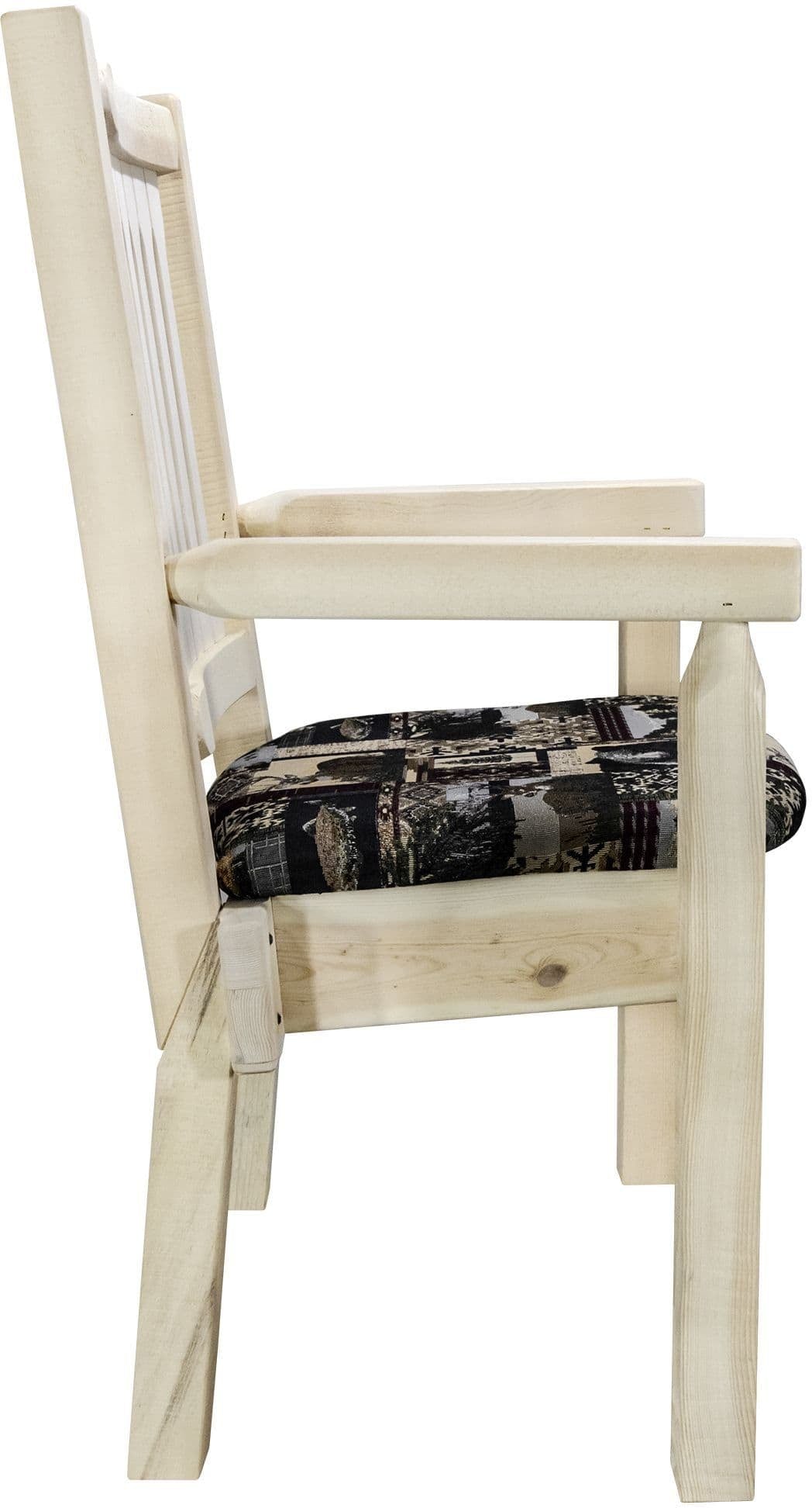 Montana Woodworks Homestead Collection Captain's Chair with Upholstered Seat - Clear Lacquer Finish-Rustic Furniture Marketplace