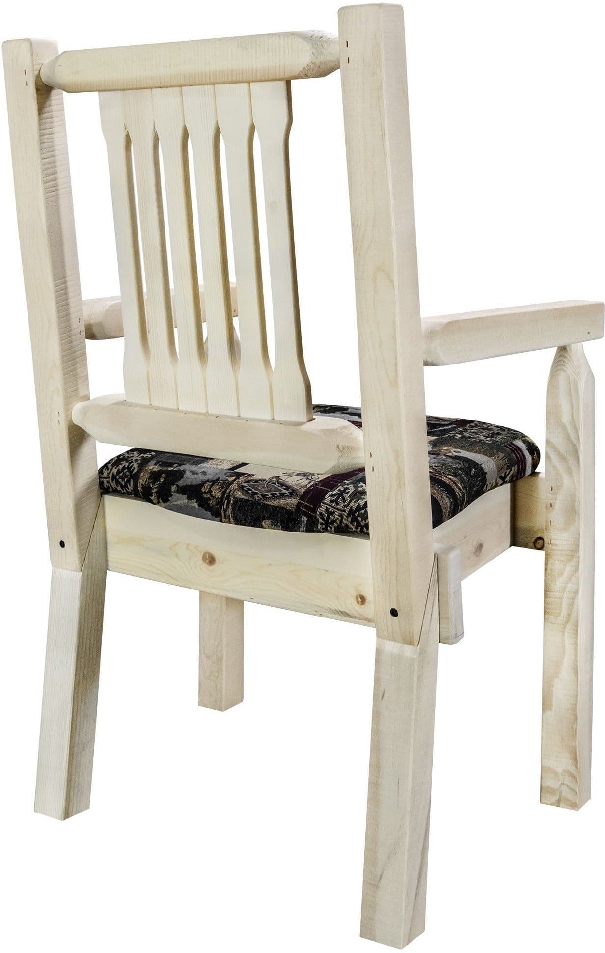 Montana Woodworks Homestead Collection Captain's Chair with Upholstered Seat - Clear Lacquer Finish-Rustic Furniture Marketplace