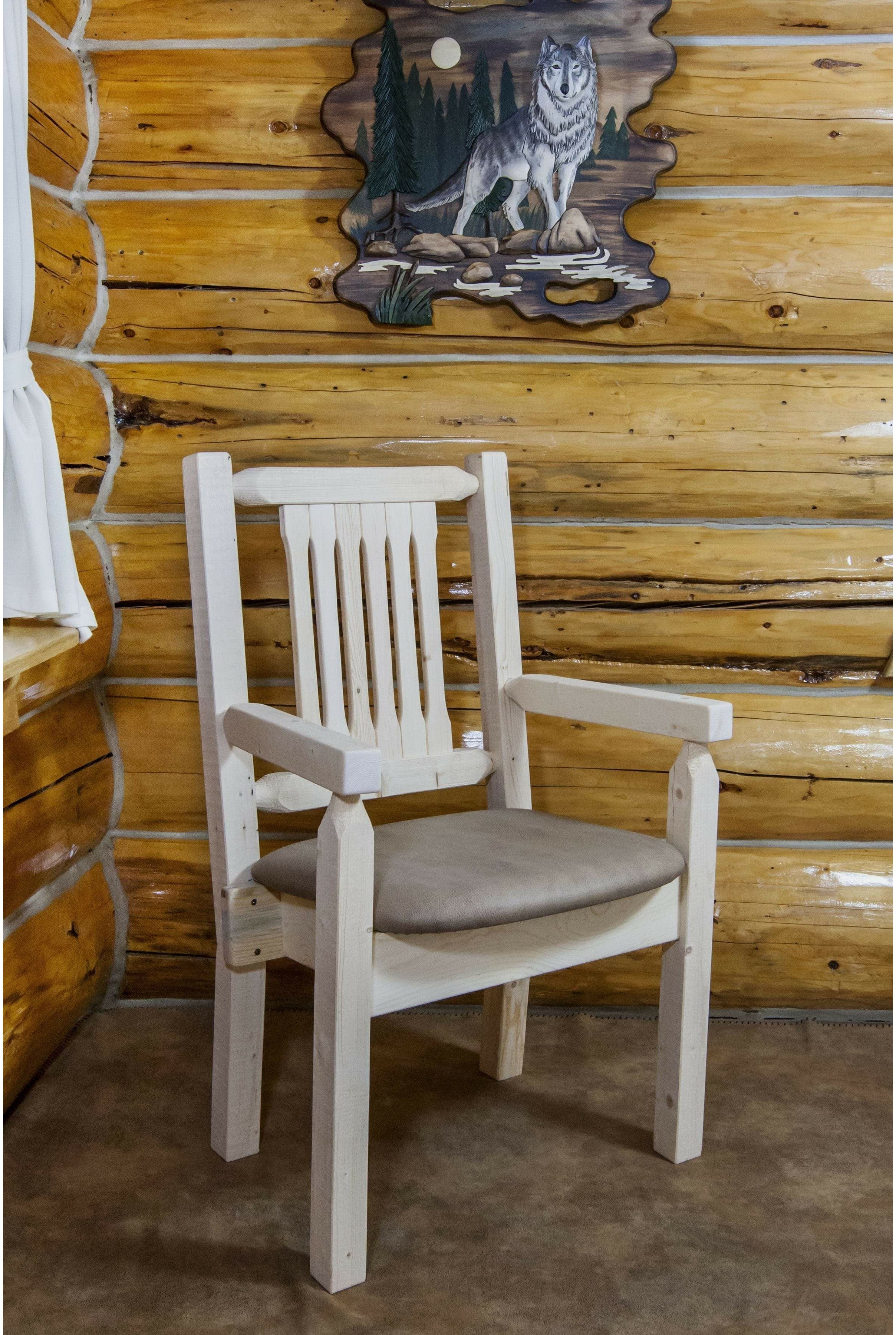 Montana Woodworks Homestead Collection Captain's Chair with Upholstered Seat - Ready to Finish-Rustic Furniture Marketplace