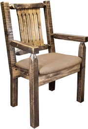 Montana Woodworks Homestead Collection Captain's Chair with Upholstered Seat - Stain & Clear Lacquer Finish-Rustic Furniture Marketplace