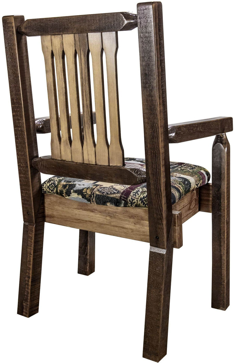 Montana Woodworks Homestead Collection Captain's Chair with Upholstered Seat - Stain & Clear Lacquer Finish-Rustic Furniture Marketplace