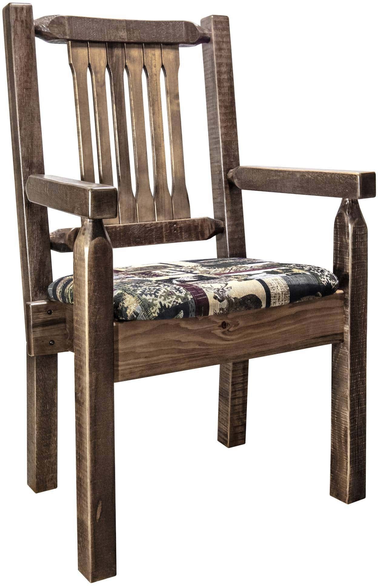 Montana Woodworks Homestead Collection Captain's Chair with Upholstered Seat - Stain & Clear Lacquer Finish-Rustic Furniture Marketplace