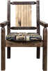 Montana Woodworks Homestead Collection Captain's Chair Woodland Upholstery with Laser Engraved Design - Stain & Lacquer Finish-Rustic Furniture Marketplace