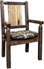 Montana Woodworks Homestead Collection Captain's Chair Woodland Upholstery with Laser Engraved Design - Stain & Lacquer Finish-Rustic Furniture Marketplace