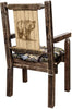 Montana Woodworks Homestead Collection Captain's Chair Woodland Upholstery with Laser Engraved Design - Stain & Lacquer Finish-Rustic Furniture Marketplace