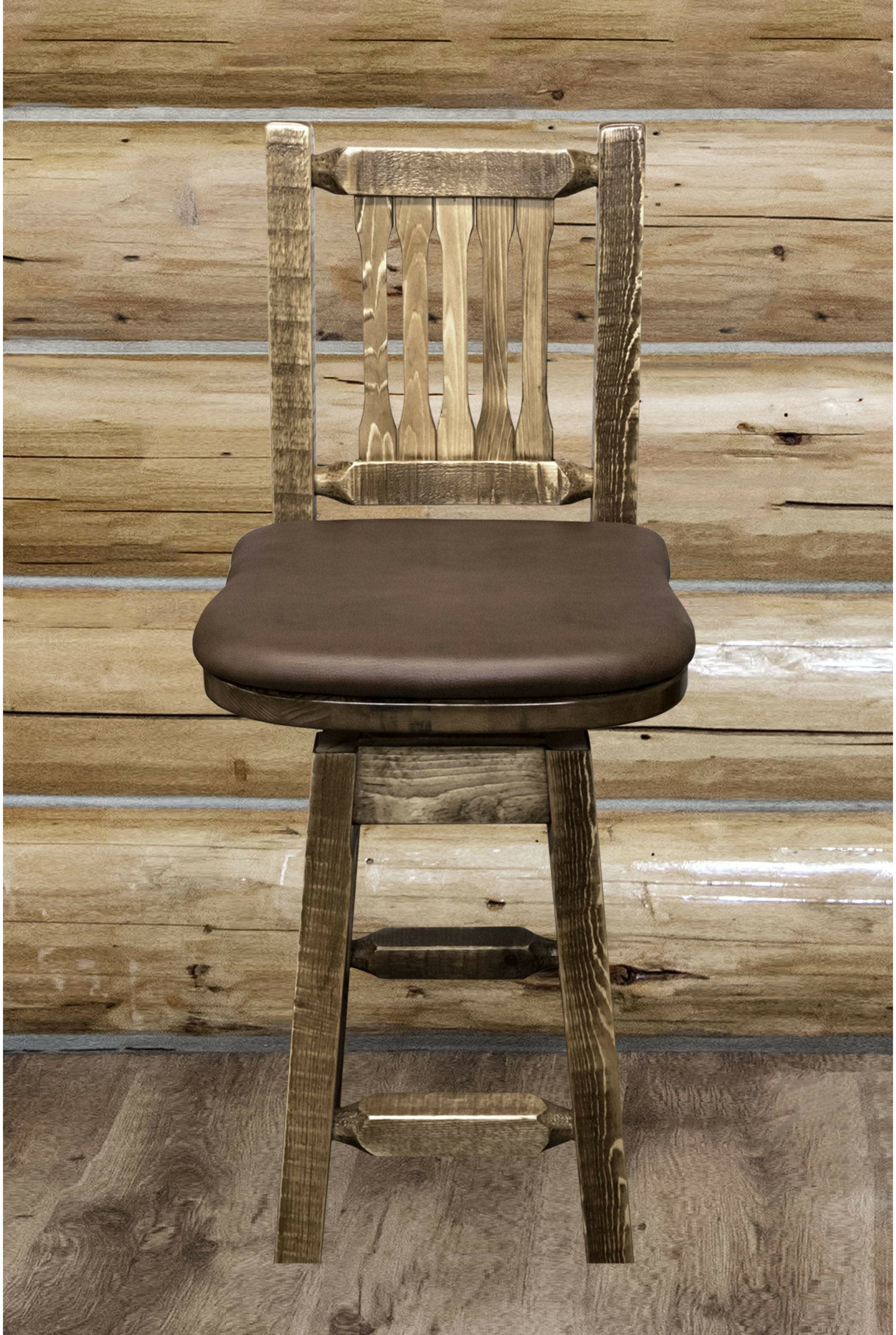 Montana Woodworks Homestead Collection Counter Height Barstool with Back & Swivel-Rustic Furniture Marketplace