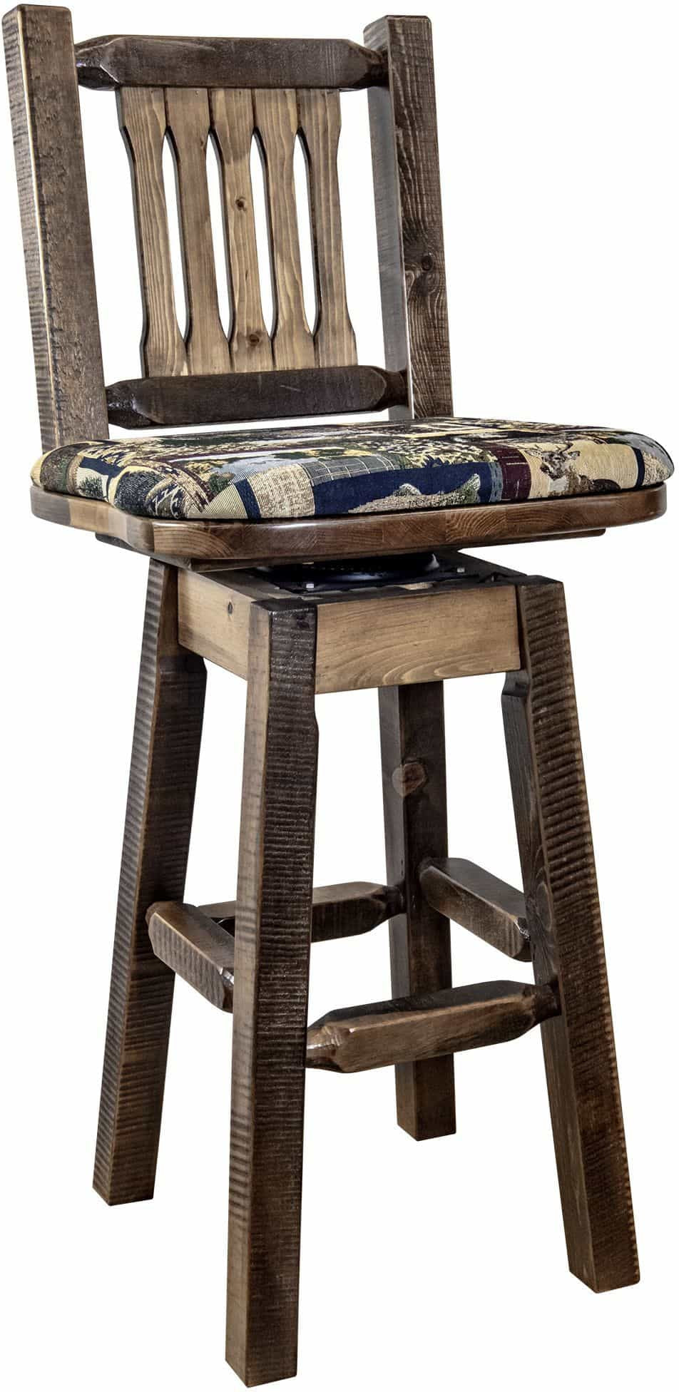 Montana Woodworks Homestead Collection Counter Height Barstool with Back & Swivel-Rustic Furniture Marketplace