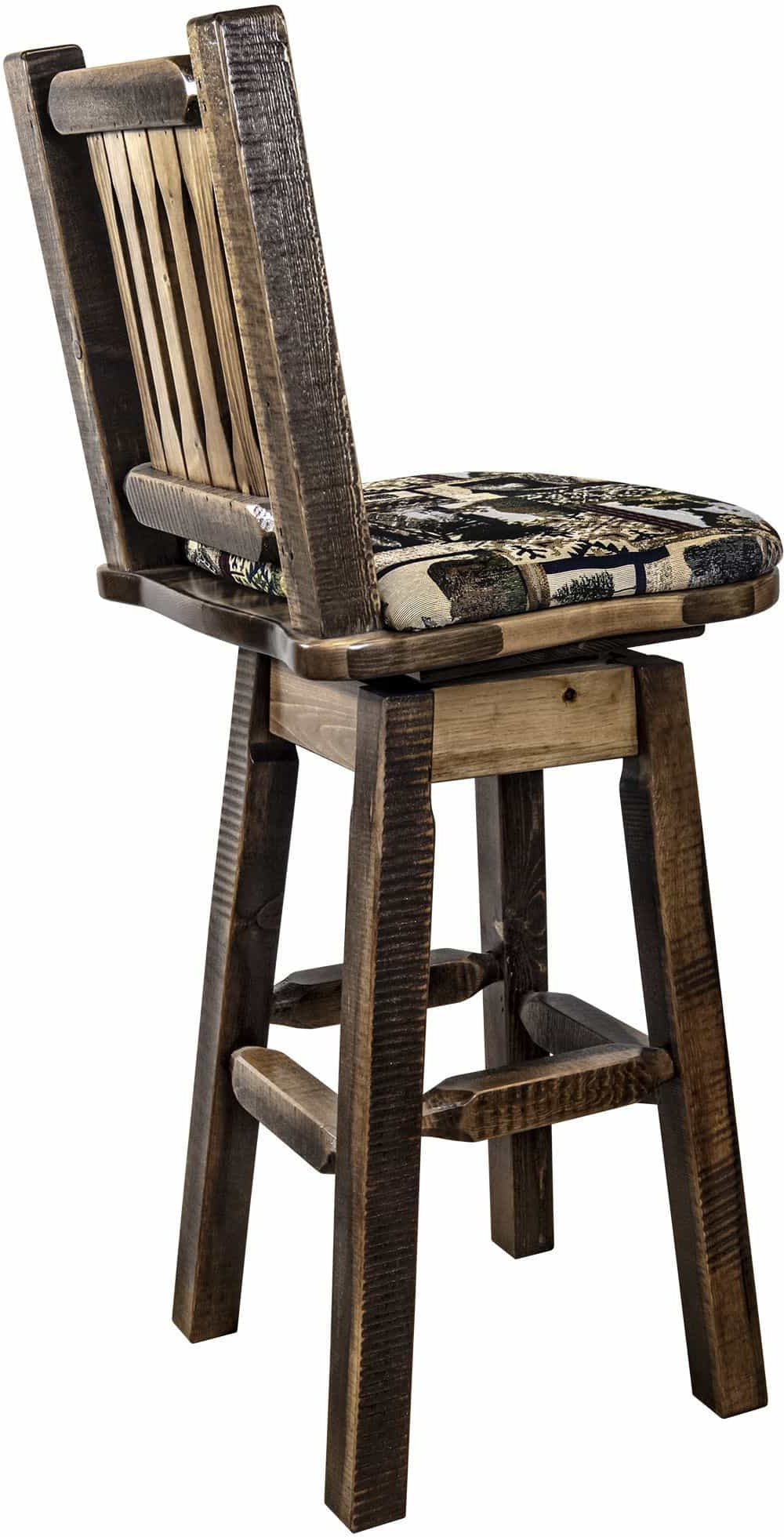 Montana Woodworks Homestead Collection Counter Height Barstool with Back & Swivel-Rustic Furniture Marketplace