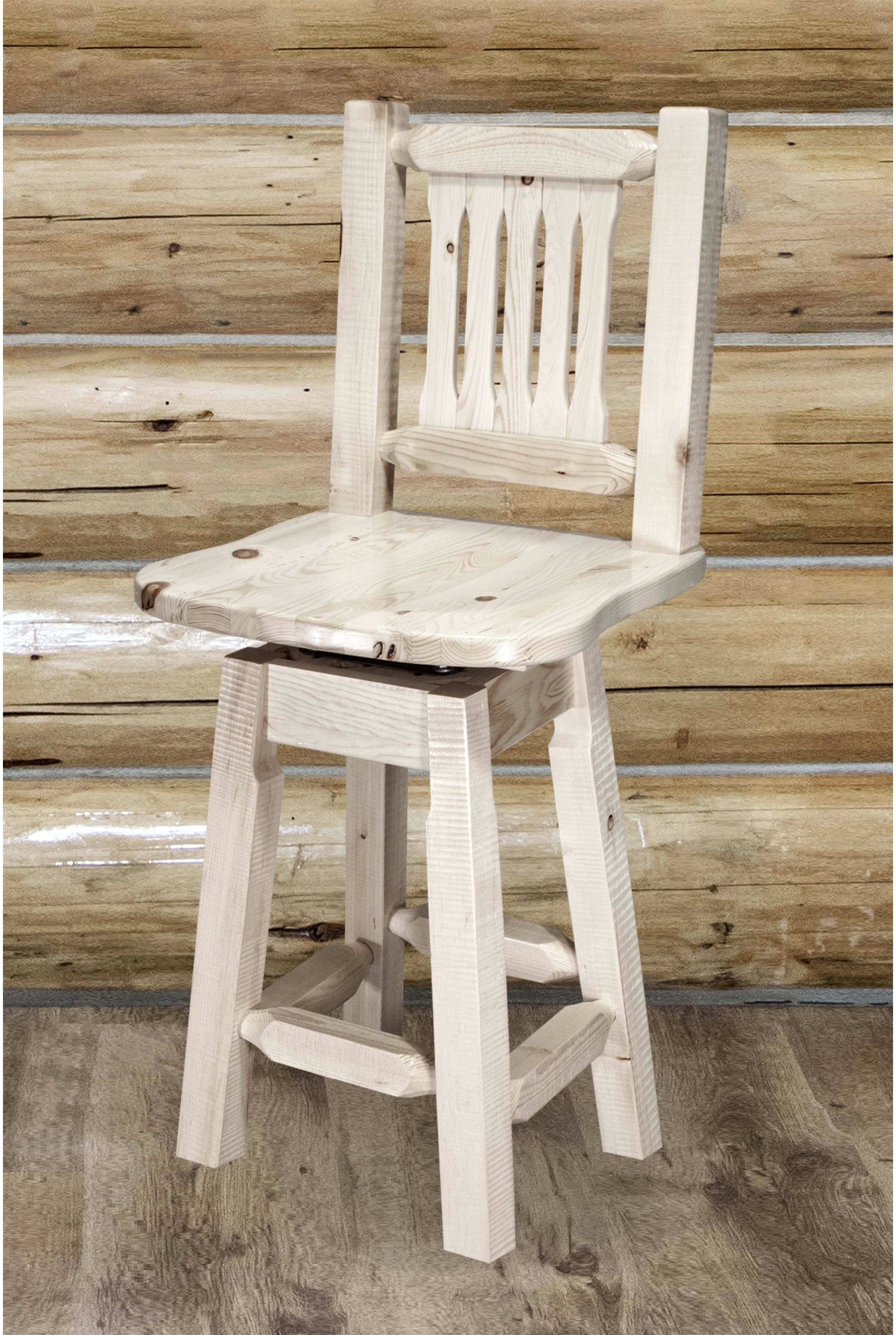 Montana Woodworks Homestead Collection Counter Height Barstool with Back & Swivel-Rustic Furniture Marketplace