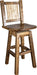 Montana Woodworks Homestead Collection Counter Height Barstool with Back & Swivel and Laser Engraved Design - Stain & Lacquer Finish-Rustic Furniture Marketplace