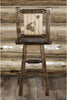 Montana Woodworks Homestead Collection Counter Height Barstool with Back & Swivel and Laser Engraved Design - Stain & Lacquer Finish-Rustic Furniture Marketplace