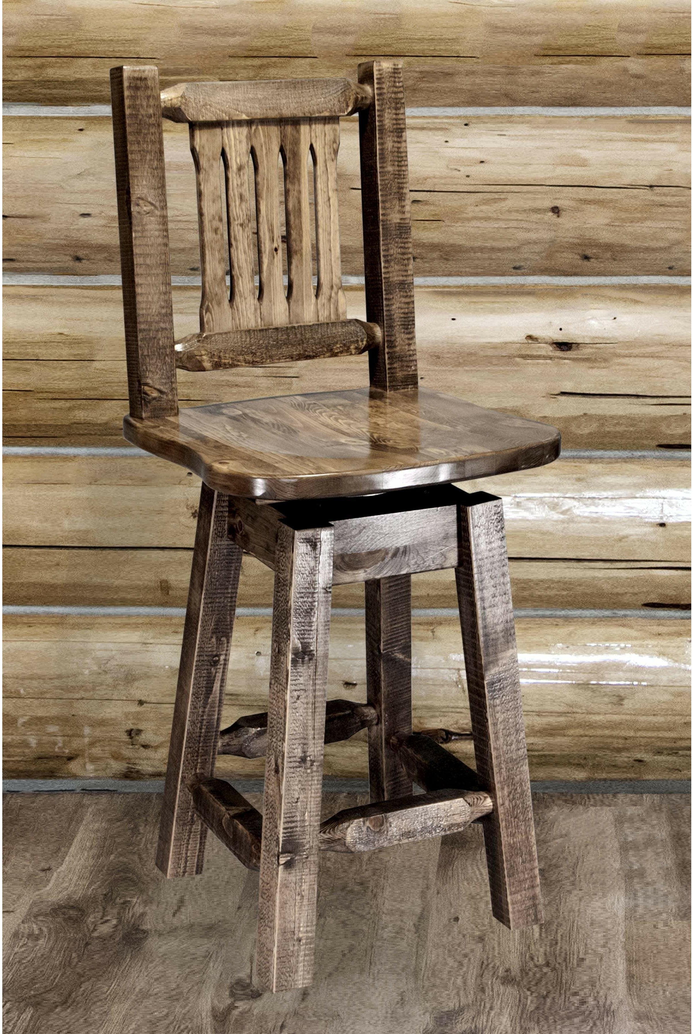 Montana Woodworks Homestead Collection Counter Height Barstool with Back & Swivel-Rustic Furniture Marketplace