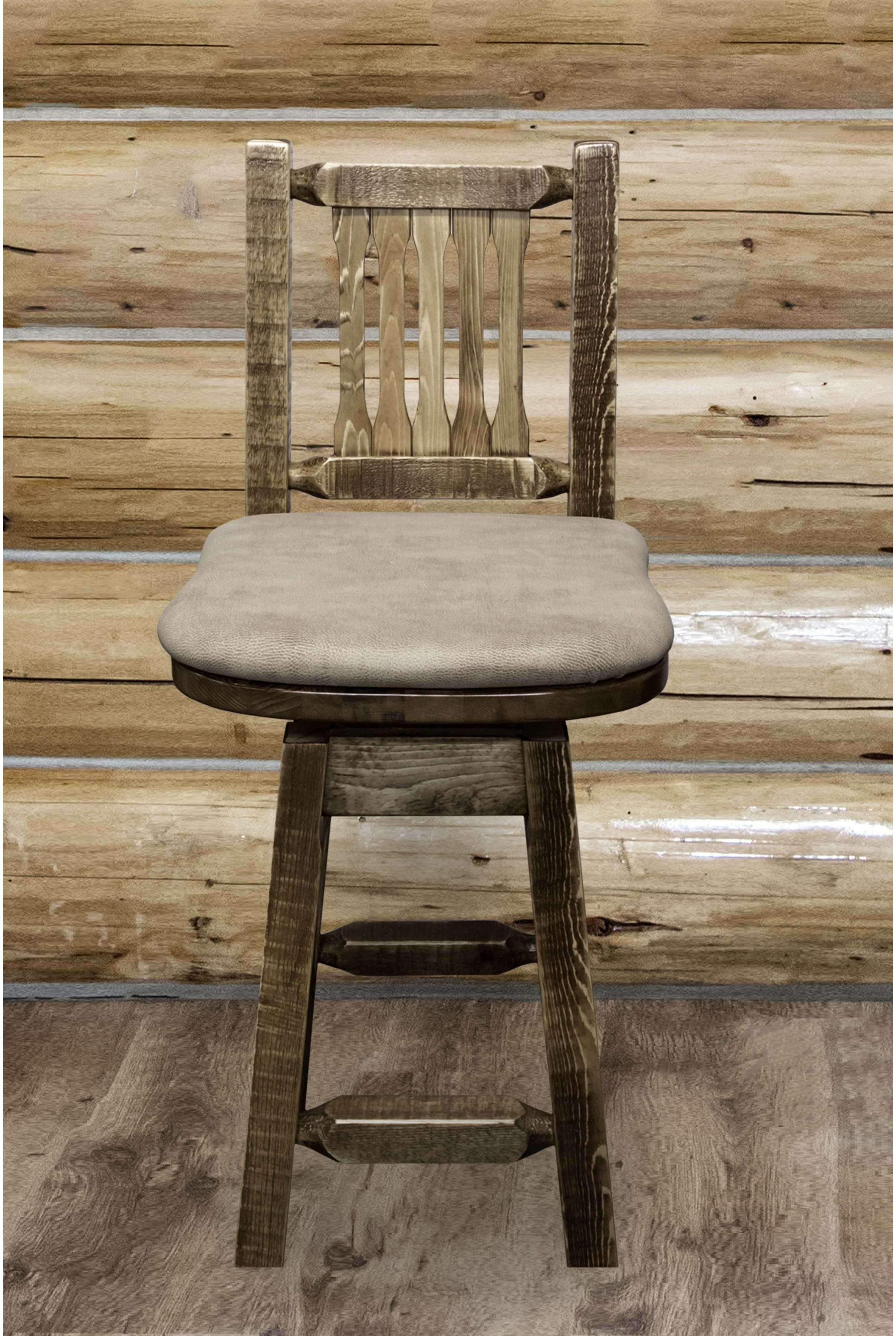 Montana Woodworks Homestead Collection Counter Height Barstool with Back & Swivel-Rustic Furniture Marketplace