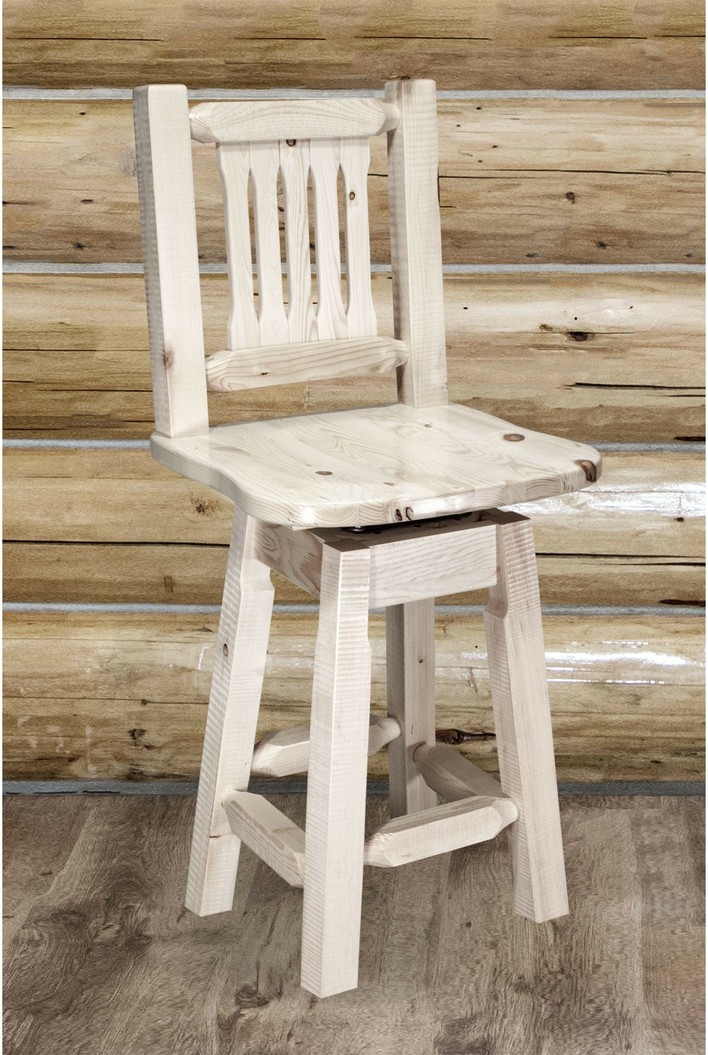 Montana Woodworks Homestead Collection Counter Height Barstool with Back & Swivel-Rustic Furniture Marketplace