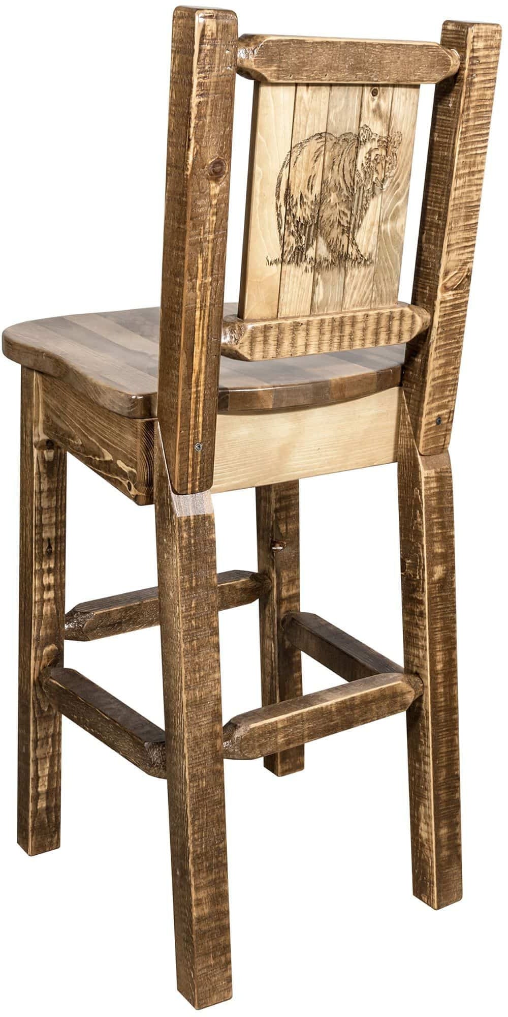 Montana Woodworks Homestead Collection Counter Height Barstool with Laser Engraved Design - Stain & Lacquer Finish-Rustic Furniture Marketplace