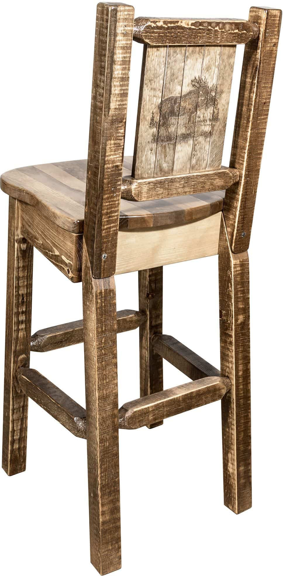 Montana Woodworks Homestead Collection Counter Height Barstool with Laser Engraved Design - Stain & Lacquer Finish-Rustic Furniture Marketplace