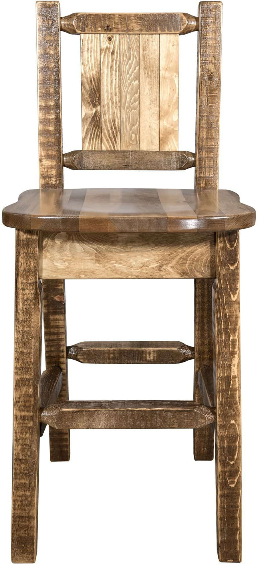 Montana Woodworks Homestead Collection Counter Height Barstool with Laser Engraved Design - Stain & Lacquer Finish-Rustic Furniture Marketplace