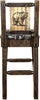 Montana Woodworks Homestead Collection Counter Height Barstool Woodland Upholstery with Laser Engraved Design - Stain & Lacquer Finish-Rustic Furniture Marketplace