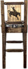 Montana Woodworks Homestead Collection Counter Height Barstool Woodland Upholstery with Laser Engraved Design - Stain & Lacquer Finish-Rustic Furniture Marketplace
