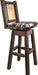 Montana Woodworks Homestead Collection Counter Height Barstool Woodland Upholstery with Laser Engraved Design - Stain & Lacquer Finish-Rustic Furniture Marketplace