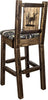 Montana Woodworks Homestead Collection Counter Height Barstool Woodland Upholstery with Laser Engraved Design - Stain & Lacquer Finish-Rustic Furniture Marketplace