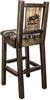 Montana Woodworks Homestead Collection Counter Height Barstool Woodland Upholstery with Laser Engraved Design - Stain & Lacquer Finish-Rustic Furniture Marketplace