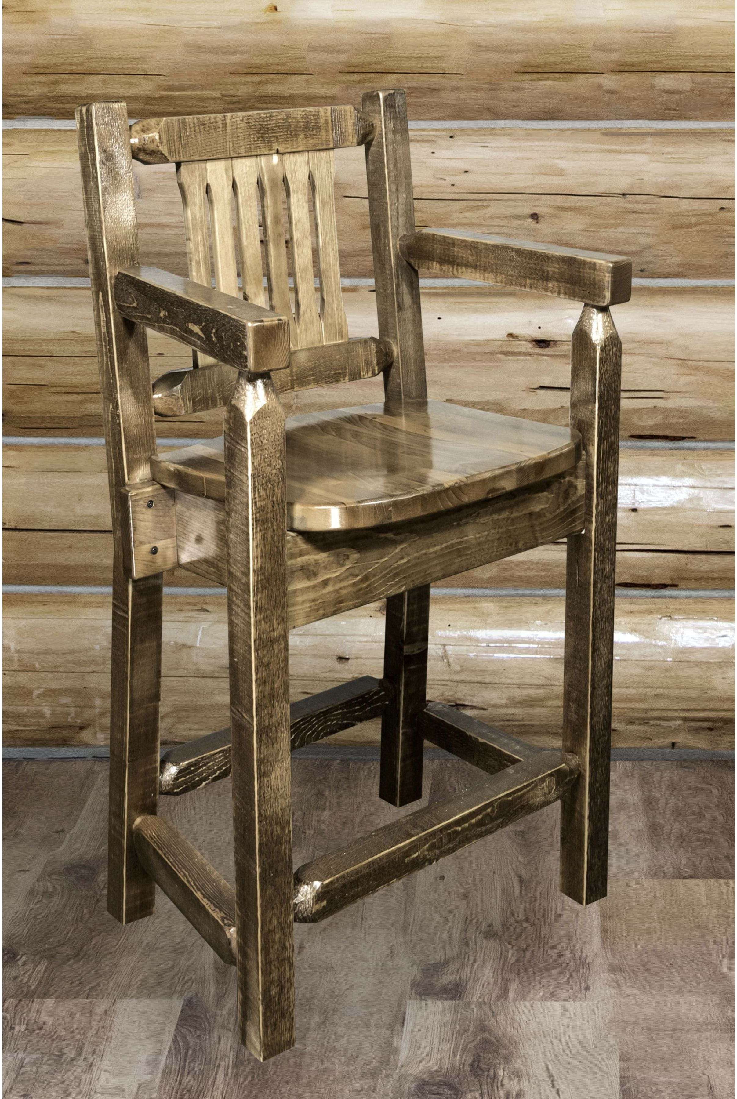 Montana Woodworks Homestead Collection Counter Height Captain's Barstool-Rustic Furniture Marketplace