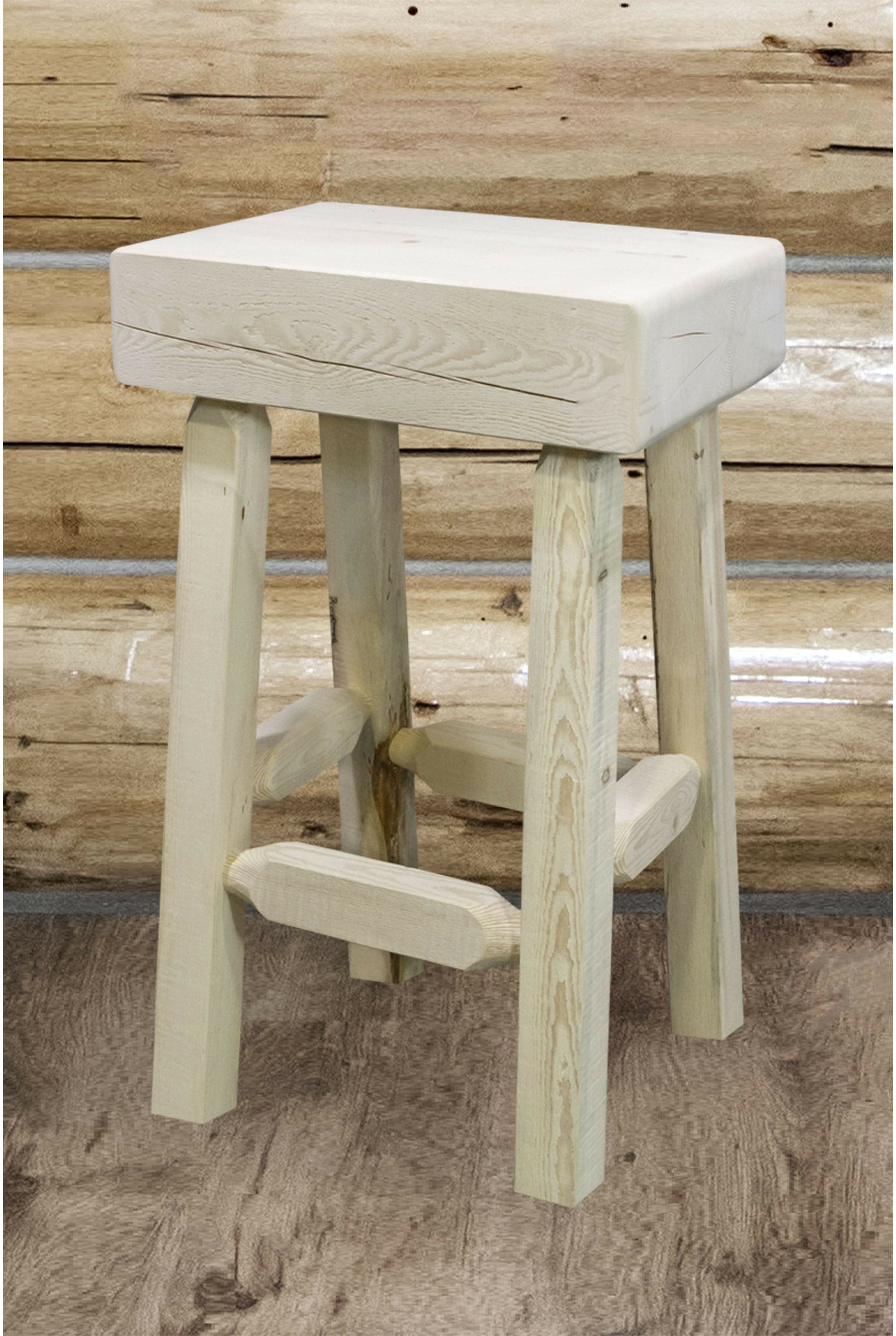 Montana Woodworks Homestead Collection Counter Height Half Log Barstool-Rustic Furniture Marketplace