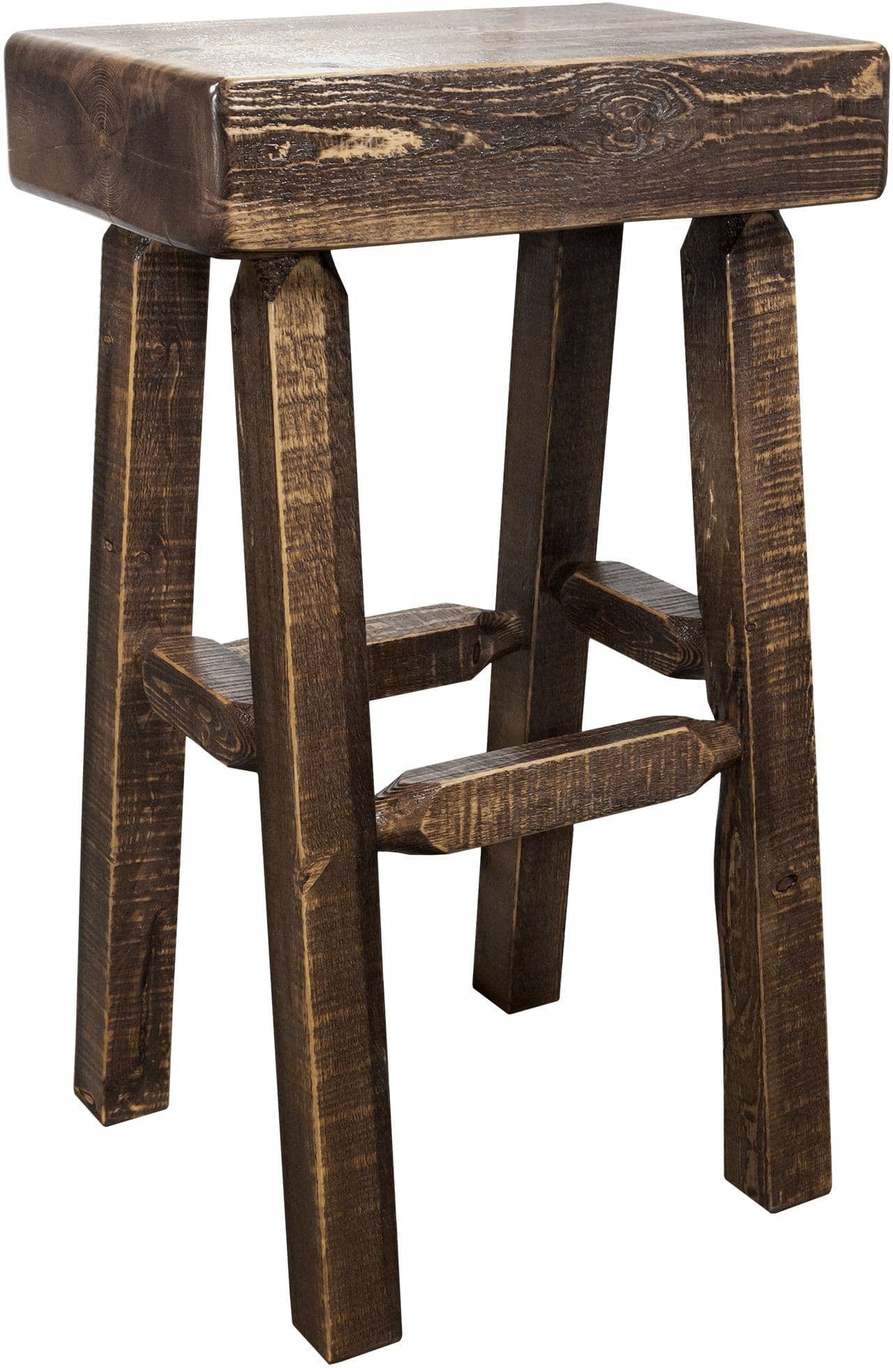 Montana Woodworks Homestead Collection Counter Height Half Log Barstool-Rustic Furniture Marketplace