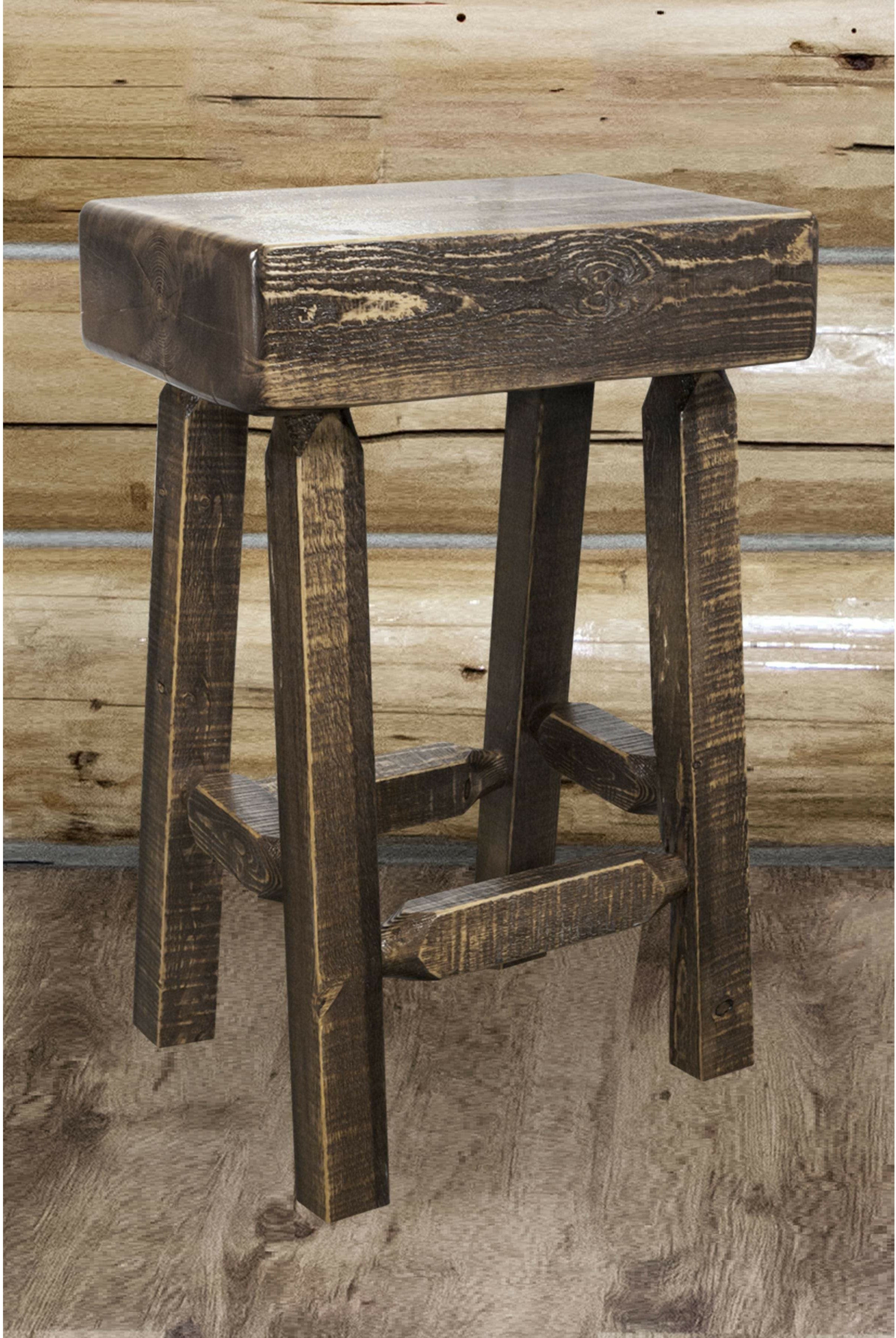 Montana Woodworks Homestead Collection Counter Height Half Log Barstool-Rustic Furniture Marketplace