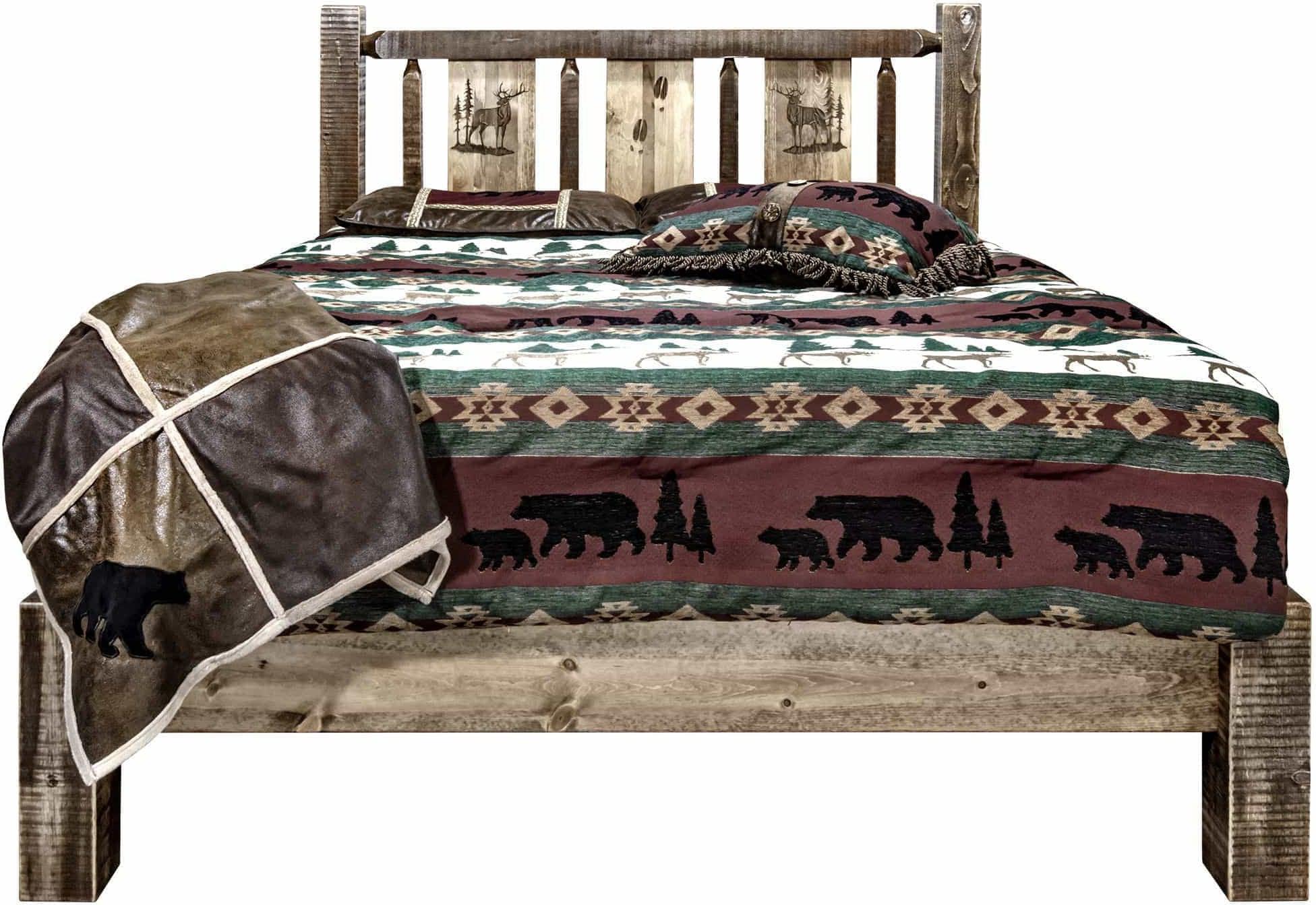 Montana Woodworks Homestead Collection Full Platform Bed - Stain & Clear Lacquer Finish-Rustic Furniture Marketplace