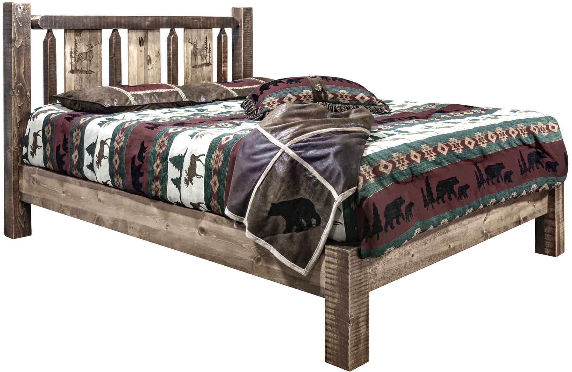 Montana Woodworks Homestead Collection Full Platform Bed - Stain & Clear Lacquer Finish-Rustic Furniture Marketplace