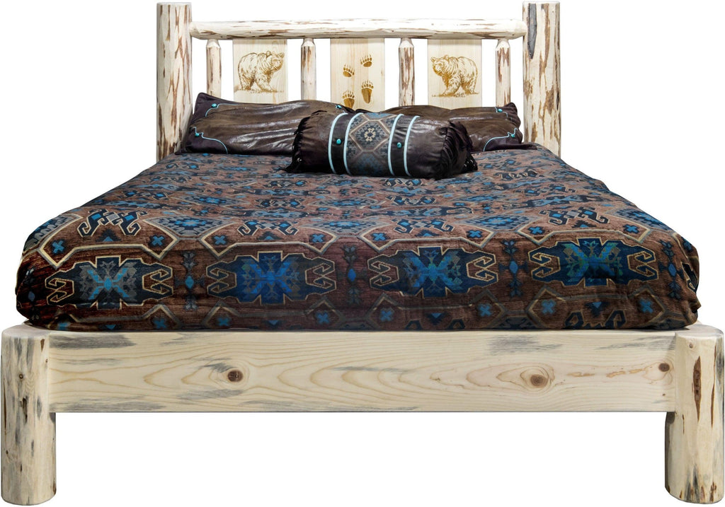 Montana Woodworks Montana Collection Full Platform Bed with Laser Engraved Design - Ready to Finish-Rustic Furniture Marketplace